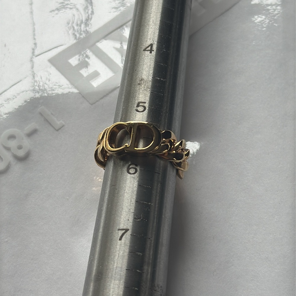 Dior Gold Chain Link 'CD' Logo Ring - Picture 7 of 7